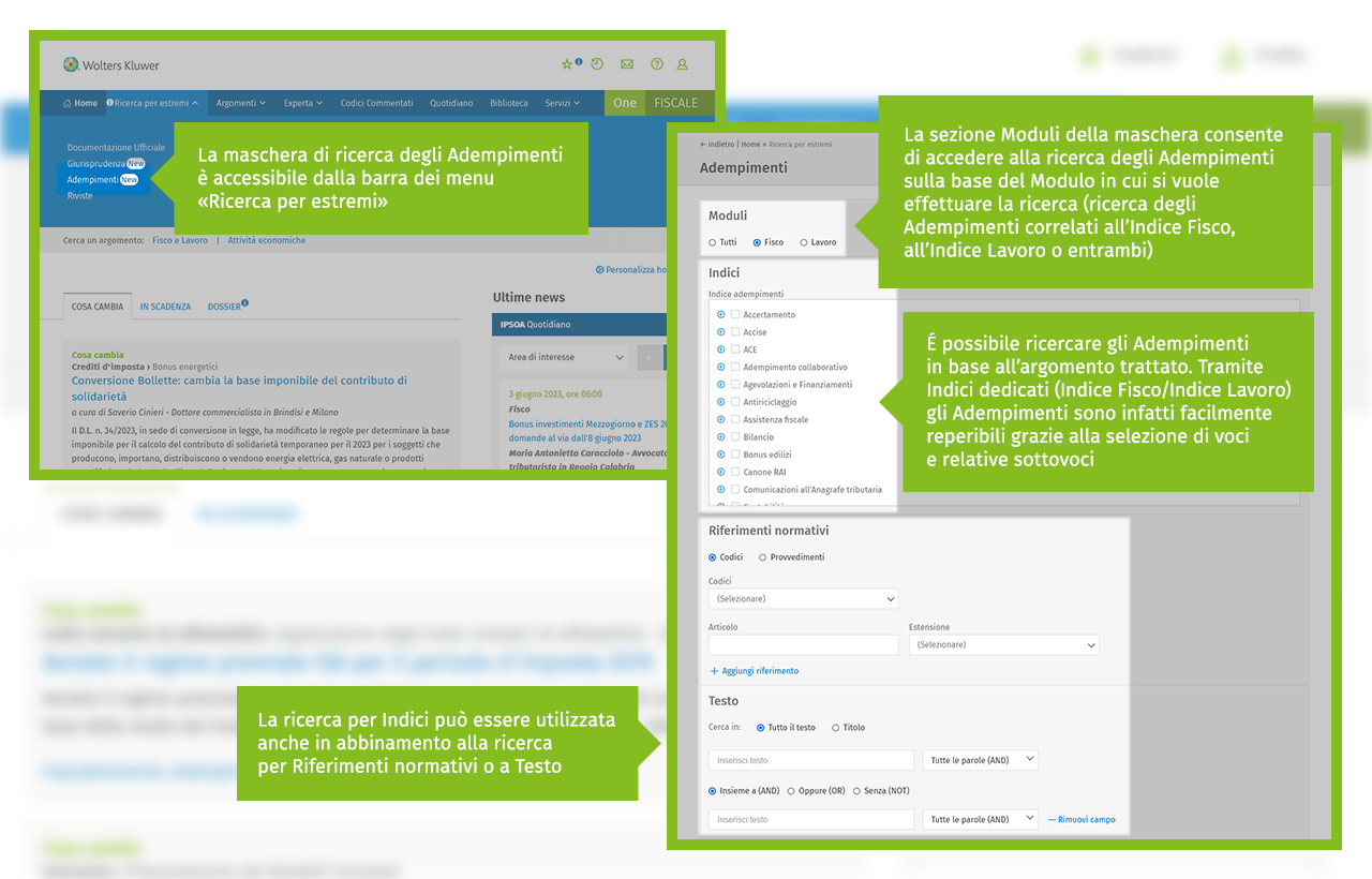 ricerca per estremi adempimenti